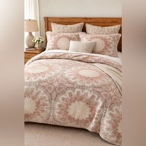 Pottery Barn Valencia King Duvet Cover Set Sham Pillowcase Orange Red